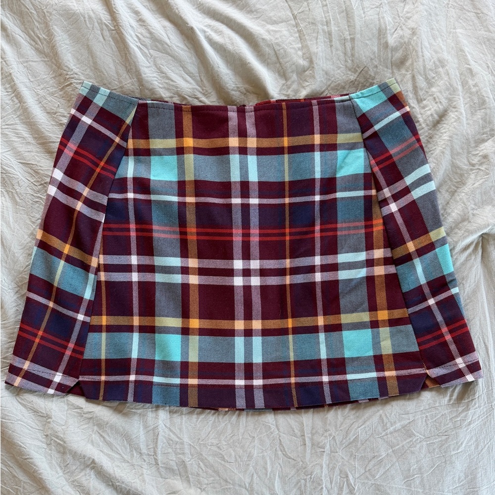 Urban Outfitters Plaid Mini Skirt in Burgundy and Blue
